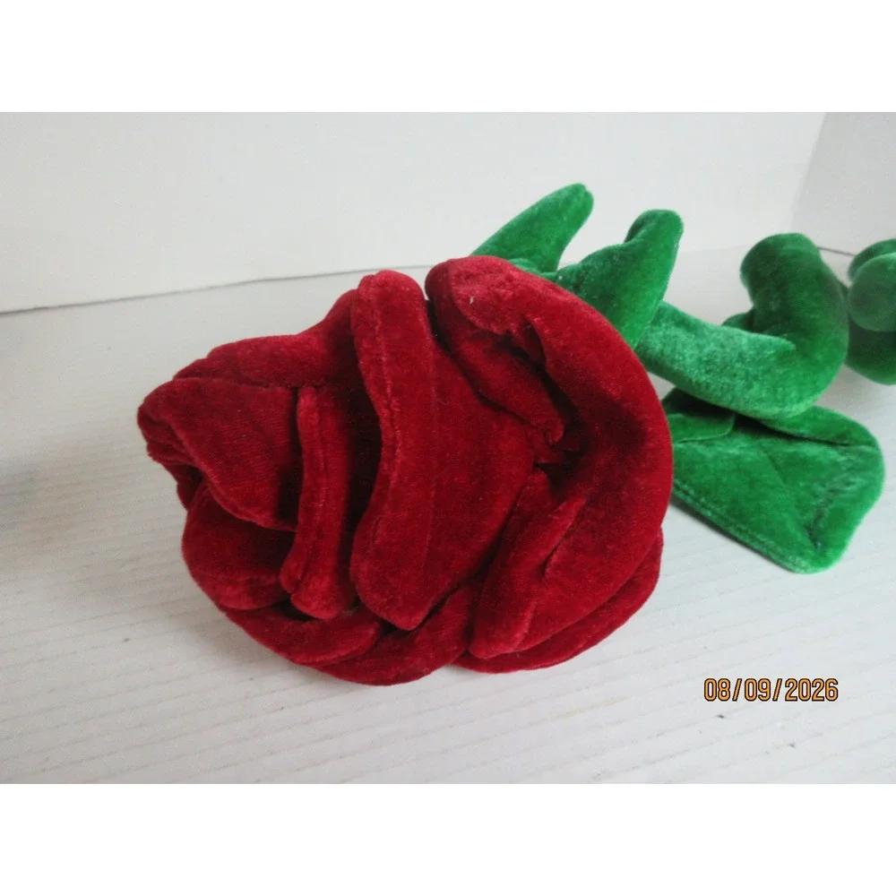 Large Plush Red Rose Bendable Long Stem Velvet Flower 28 Inch Romantic Decor
